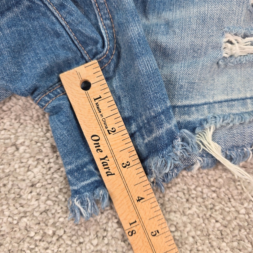 American Eagle Tom Girl Midi Distressed Jean Shorts - Picture 3 of 7
